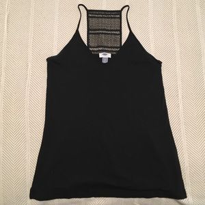 Black crochet back detail tank top